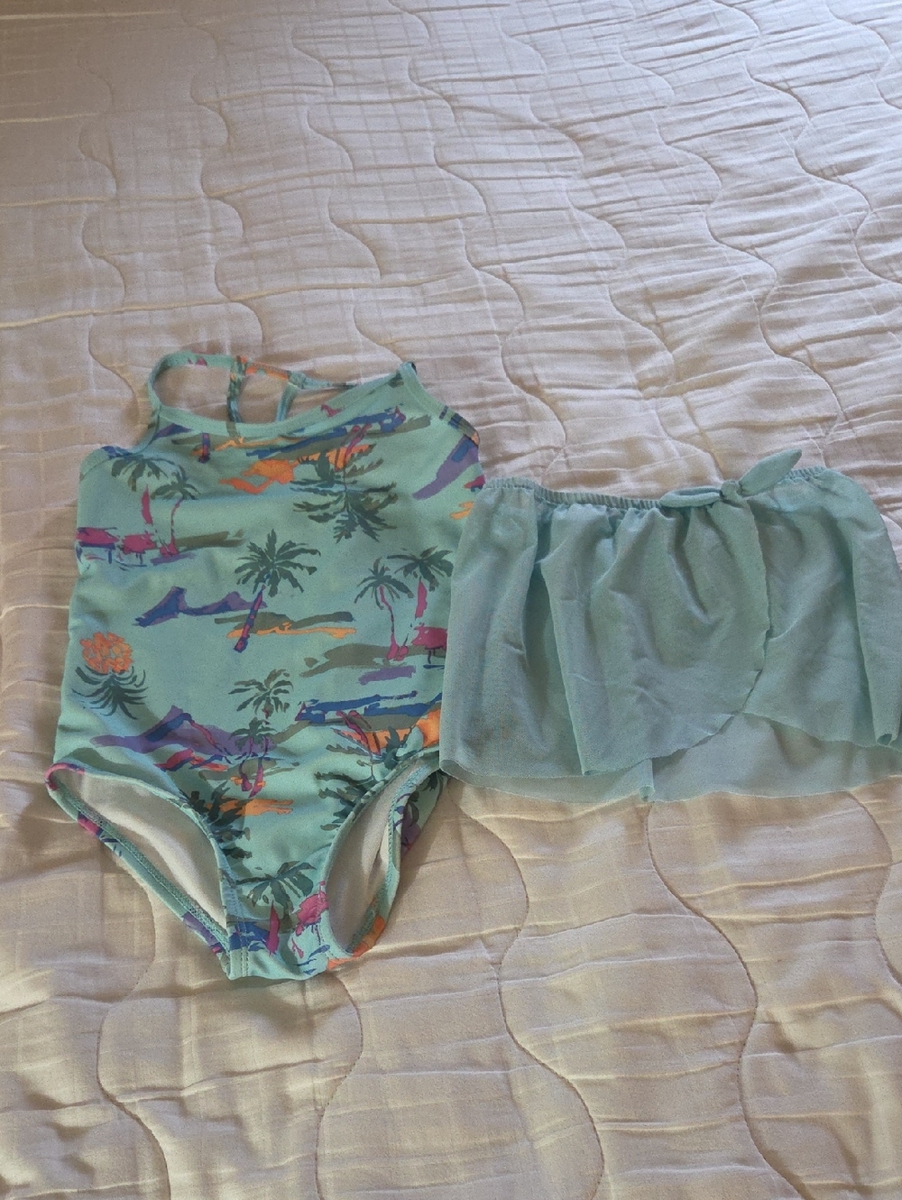 OshKosh B'gosh Mint Tropical Print Girls Swimsuit with Pastel Accents